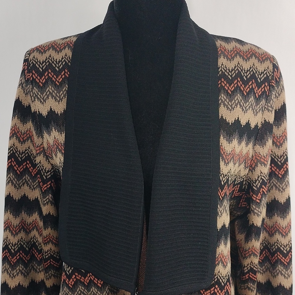 Exclusively Misook Zig Zag Patterned Long Cardigan - image 3